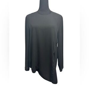 Aritzia Babaton Asymmetrical Split Long Sleeve Blouse Black